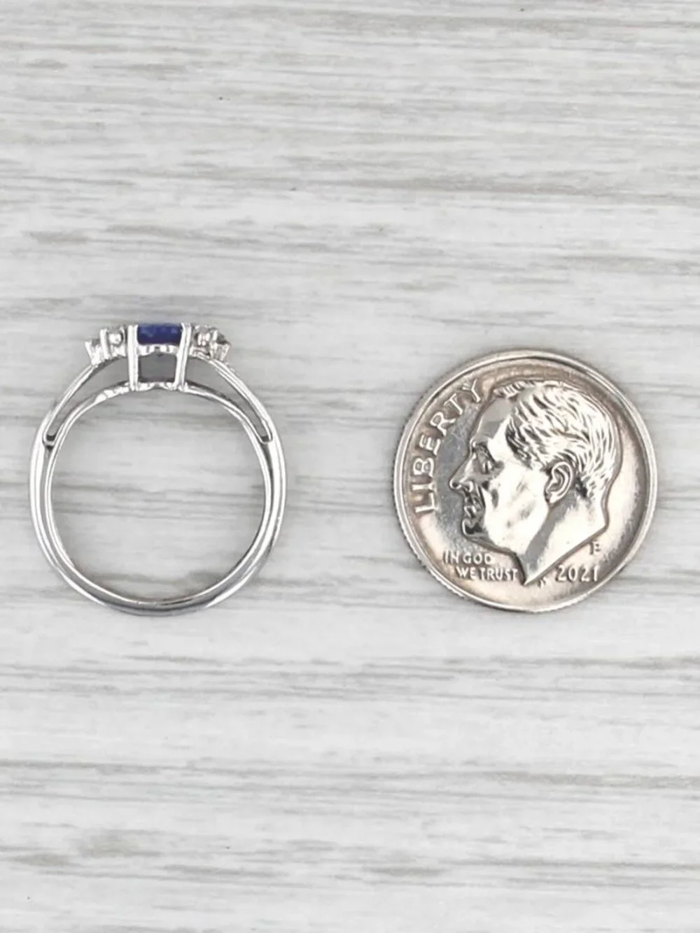 0.30ct Tanzanite Diamond Ring 10k White Gold Small Size 3.25